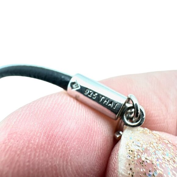 SILPADA Womens Necklace Black Leather Sterling Silver N2014 Bronzite Pendant - Picture 2 of 3